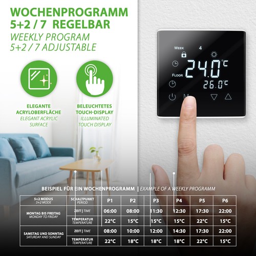 Bodenheizung Fußbodenheizung Elektrische elektro 200W elektrisch Fliese Bad Set - Bild 9 von 52