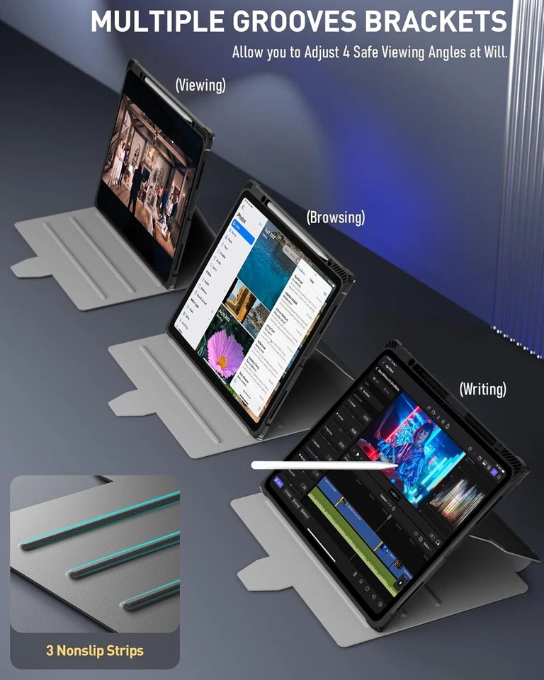 Poetic For Apple iPad Air 13 2024 Case Stand Folio With Built-in Screen Black - Image 4 of 4