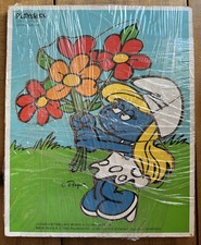 Vintage Playskool Wooden Puzzle Smurfette  Spring Beauty   325-7 Wallace Berrie