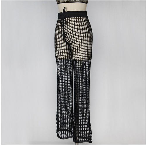 USA-Women-Beach-Flare-Knitted-Pants-Hollow-Out-Fishnet-Wide-Leg-Trousers-PT1