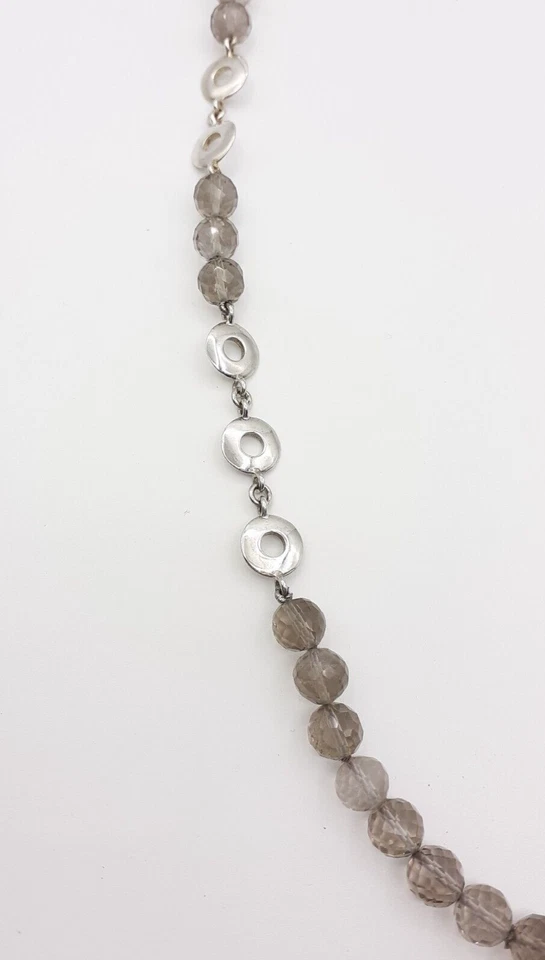 Collana quarzo fumè argento 925 diamanti brown ct 0,11 chiusura T gioiello donna - Immagine 4 di 4