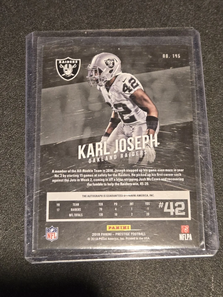 2018 Panini Prestige #145 Karl Joseph Veteran Signatures - Image 2 of 2
