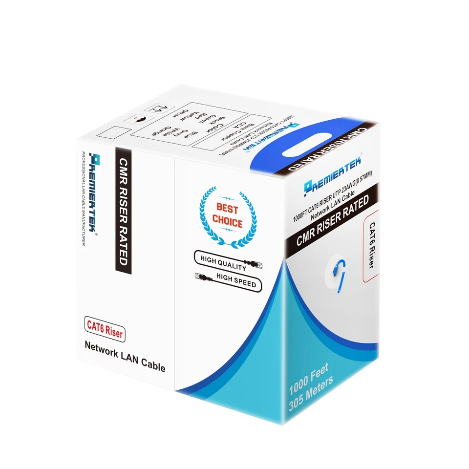 CABLE ETHERNET RED UTP ELEVADOR CAT6 1000 FT 550 MHz cable a granel 23 AWG LAN AZUL Foto 3 de 4