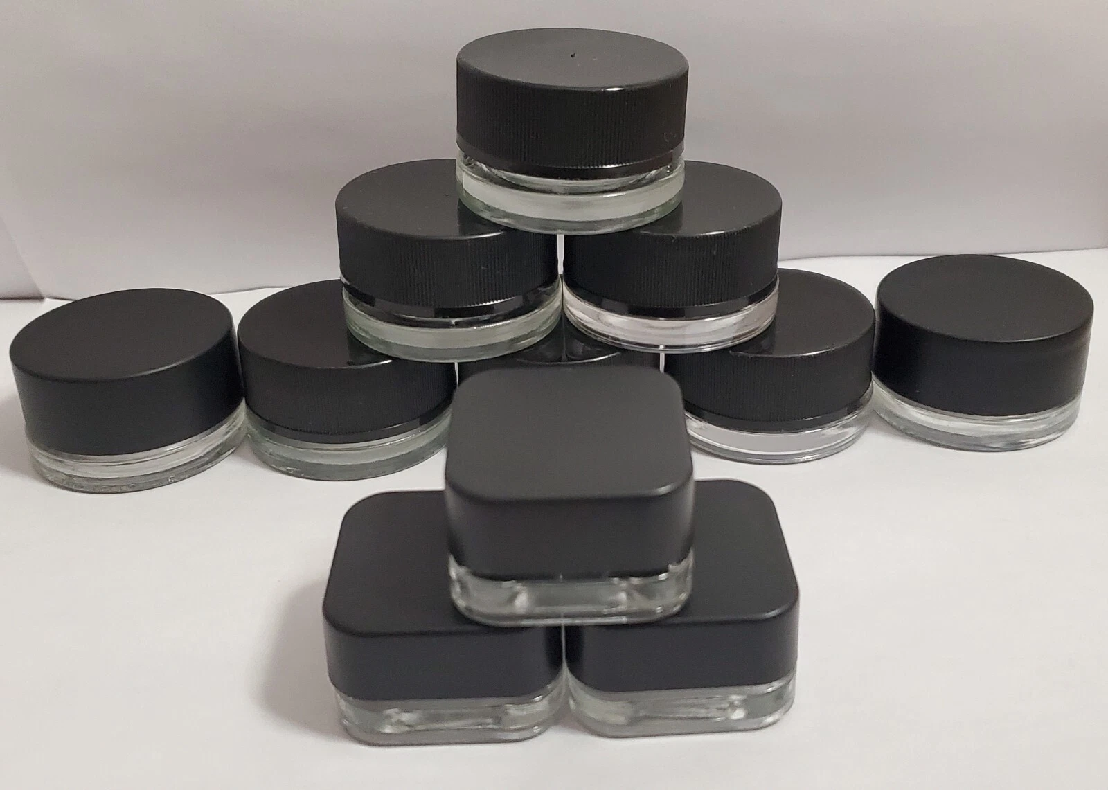 7ml and 9ml Childproof Glass Tub Jars, Lot Of 14 [READ DESCRIPTION]