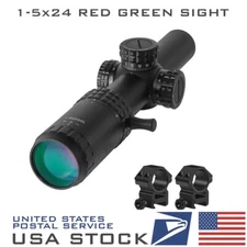 1-5X24 Compact Optical Scope 1/2MOA Red Green Sight  Tactical Hunting 20mm Rail