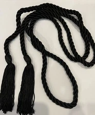 Black Chair Tie 71" cord with tassels lot of 2 Conso Curtain Tieback