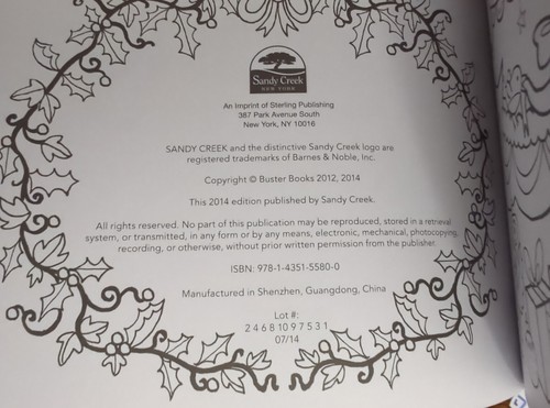The Christmas Coloring Book 2014 Barnes And Noble Sandy Creek Sterling Pub Neu - Bild 7 von 13