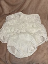 Vintage ICM girls Panties Diaper Cover Size 3 White lace Double Seat x7 Lot