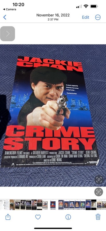 Crime Story 27 x 40 Original Movie Poster 1993 Jackie Chan