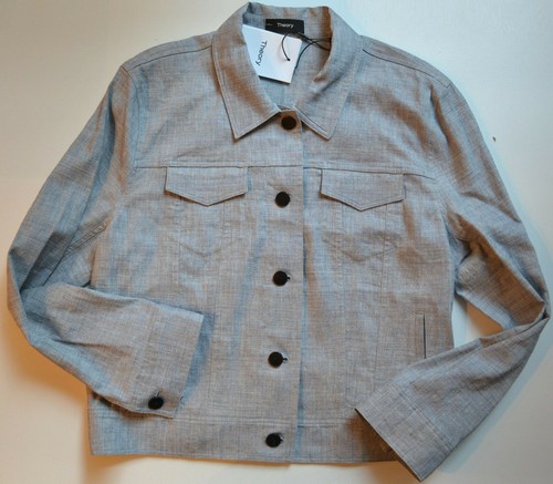 NWT $395 Theory Lightweight Linen Blend Cropped Jacket - Picture 6 of 12