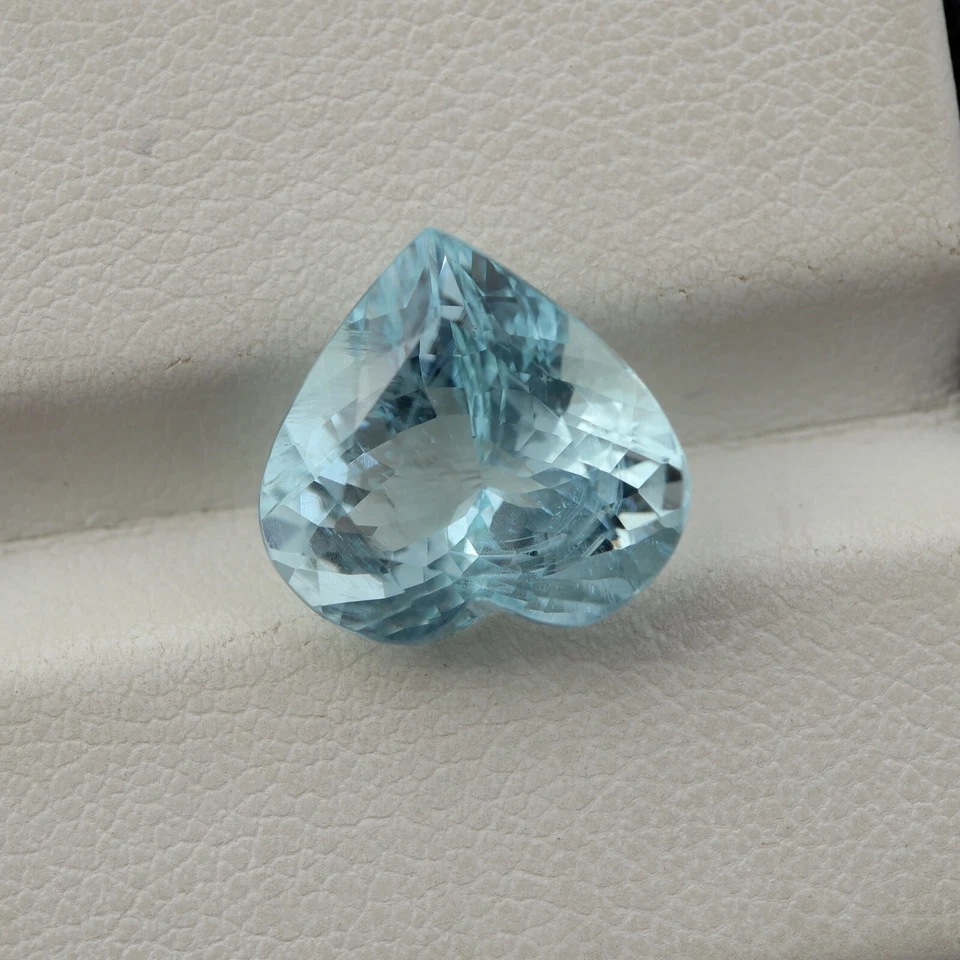 12.4 毫米 4.90 克拉自然浅蓝色海蓝宝石刻面心形散装宝石 — 第 4/4 张图片