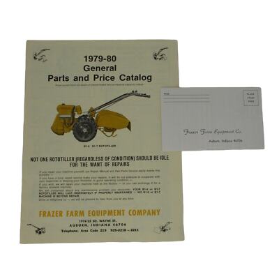 2 Vintage Frazer Farm Equipment Co. Rototiller Parts Books B1-6