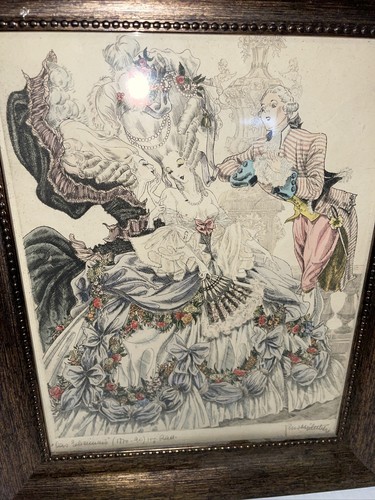 Antik Kurt Hilscher, signiert, farbige Radierung ""Das Geheimnis"" gerahmt - Bild 2 von 5