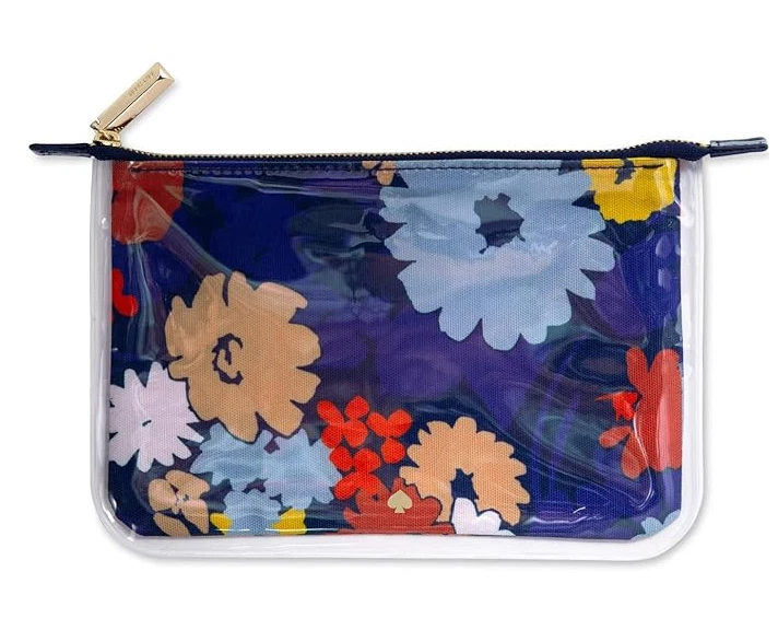 Kate Spade Bolsa Columpio Flora Azul Floral Cremallera Lápiz Cosméticos Bolso NUEVO NUEVO CON ETIQUETAS Foto 2 de 4