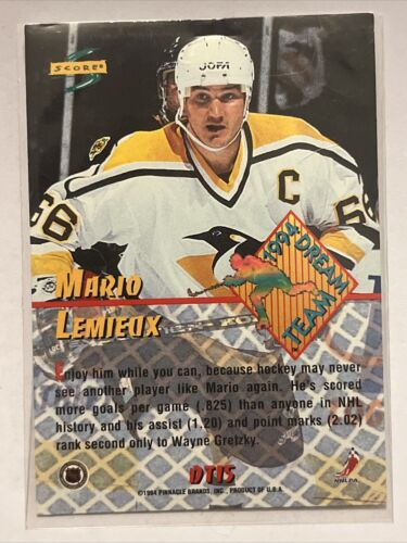 Mario Lemieux 1994 Dream Team Pinnacle Score Mario Lemieux DT15 - Picture 2 of 2