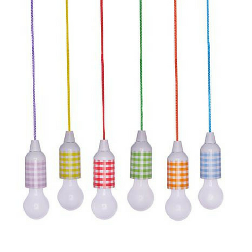 LED String Pull Lights 6-pack Indoor Outdoor Use Remote batteries checkered NEW - Picture 1 of 3