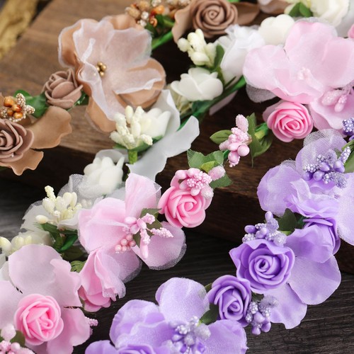 Women Flower Headband Garland Bridal Luxury Wedding Headwear Bridesmaid Tiara  - Picture 5 of 17