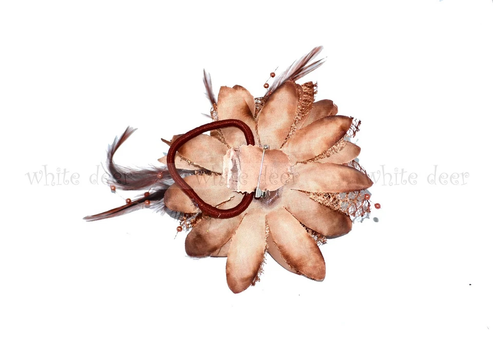 Wholesale Lady Feather Flower Brooch Pin Bridal Party Hair Holder Headdress Bead - Image 2 of 2