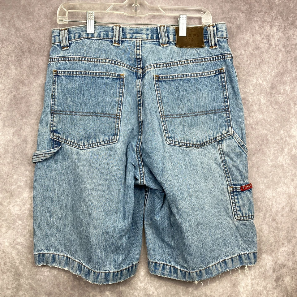 Pantalones Cortos de Jean Vintage Y2K Chaps Denim Calce Carpintero Hombres 32 Sueltos Años 00 Preppy Foto 2 de 4