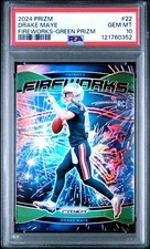 2024 PANINI PRIZM FIREWORKS GREEN PRIZM #22 DRAKE MAYE PSA 10