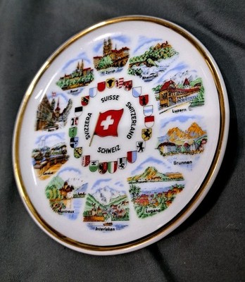 4'' Switzerland Swiss Collection Color Villages Zurich Bern Basel Geneve Plate