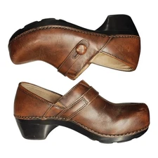 Dansko Workwear Clogs Womens US 8 Brown Upper Leather Low Top Comfort Slip On