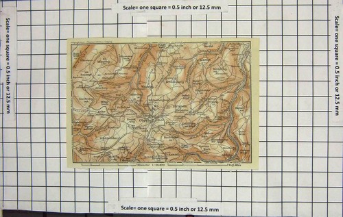 Original Old Antique Print Map Germany OberhBrandleite Wadebg Waldsbg