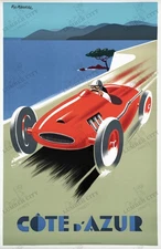Fix-Masseau Cote d'Azur 1988 Vintage Racing Car Travel Poster Wall Art
