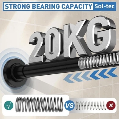 WARMFAY Shower Curtain Rail Pole 50-410cm Heavy Duty Extendable Tension Rod No Drilling⭐