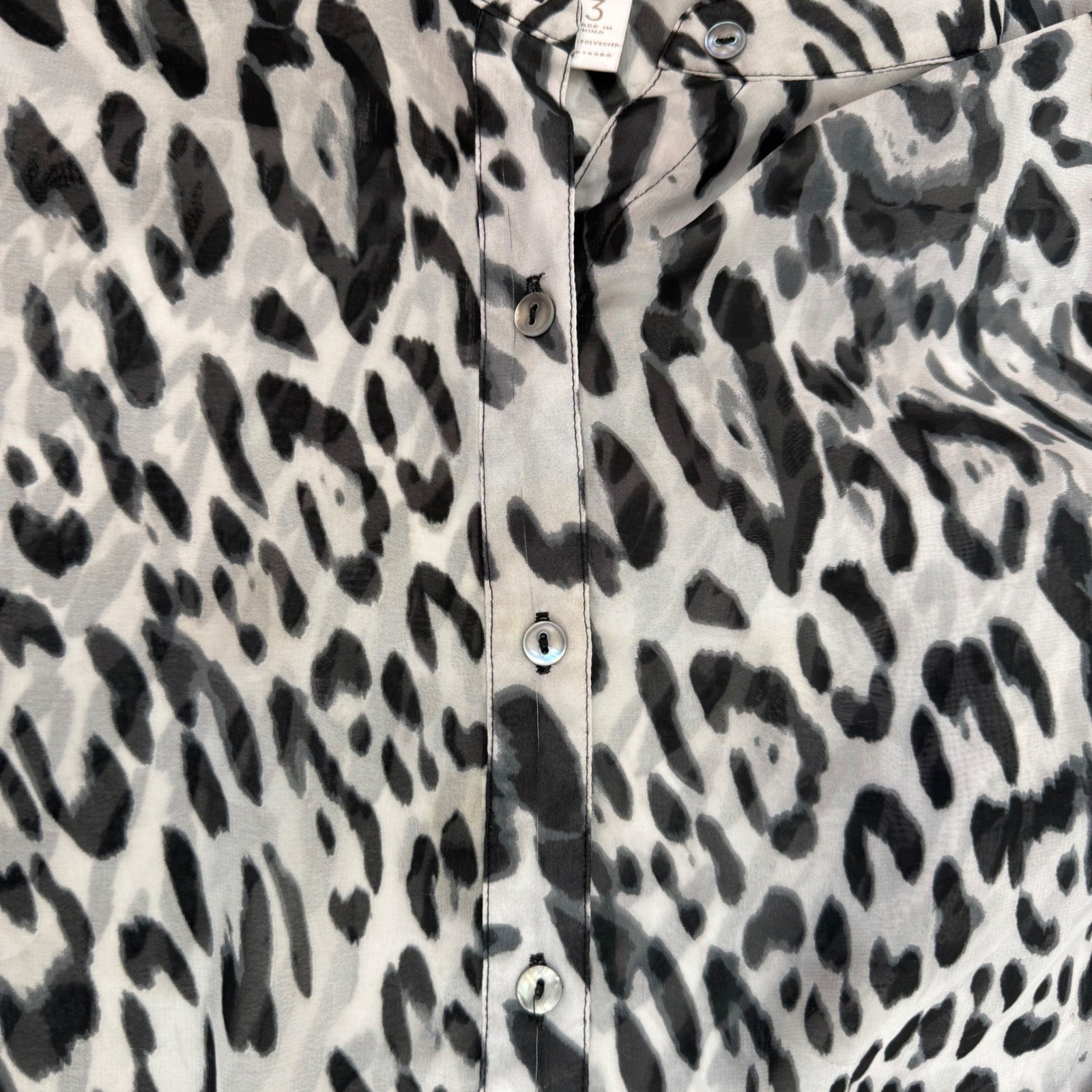 Chico's Leopard Print Sheer Button Down Blouse Si… - image 4
