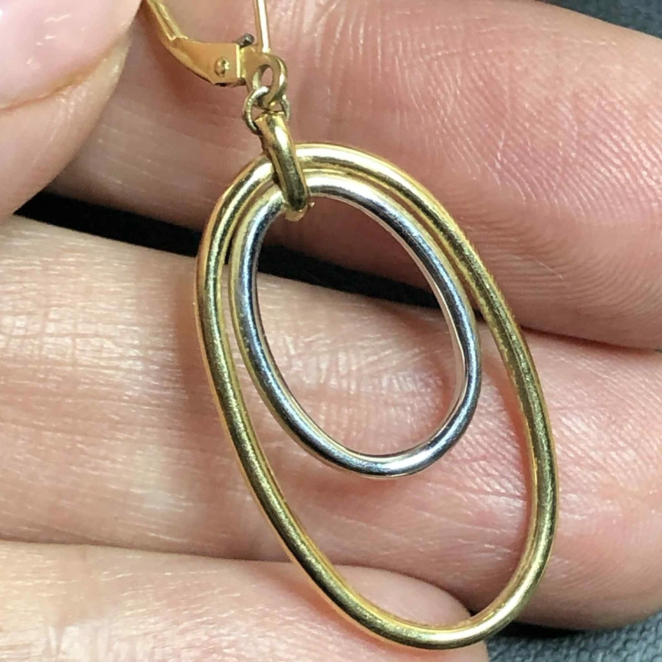 8172 Diseñador JCM 14k Amarillo Blanco Palanca Pendientes Colgante Set 2,63 gramos Foto 3 de 3