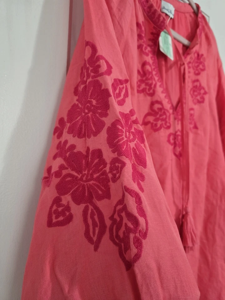 Vestido de encubrimiento Tommy Bahama Santa Lucía mezcla de lino bordado talla PEQUEÑO. Nuevo con etiquetas Foto 4 de 4