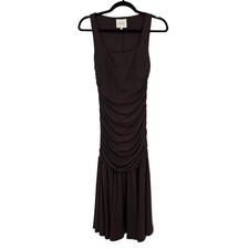 NWT Reformation Brown Kayla Knit Ruched Drop Waist Sleeveless Midi Dress Size XS