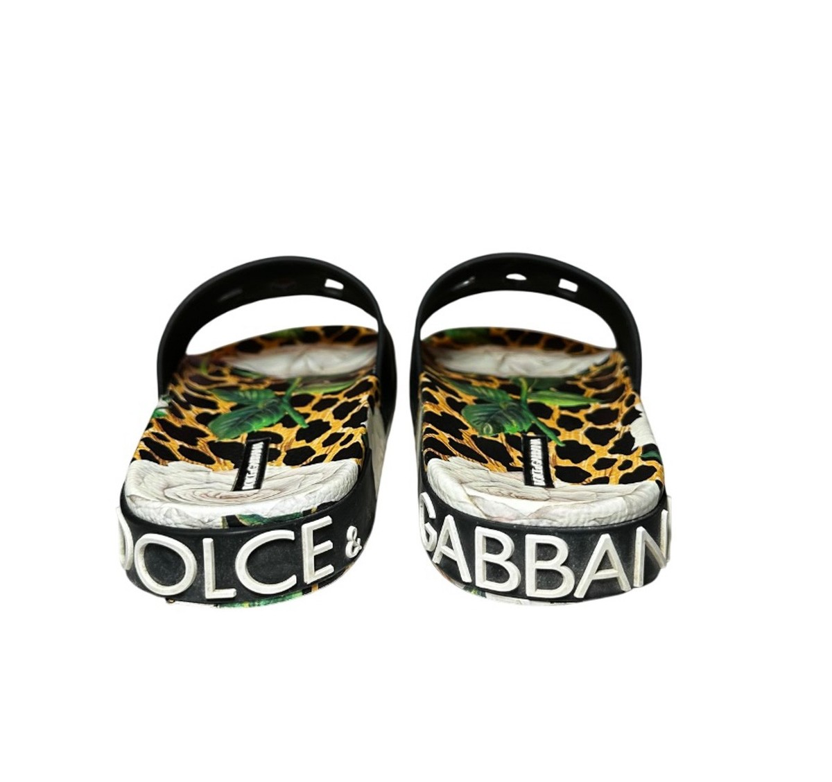 Dolce & Gabbana Portofino Leopard Floral DG Logo Beach Pool Slides