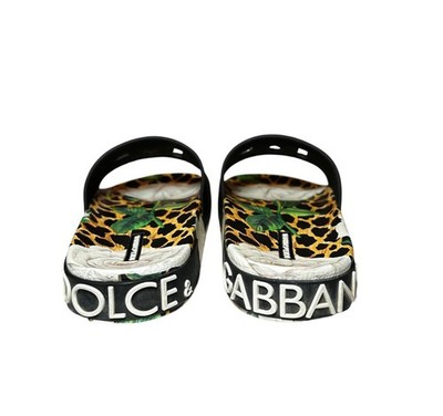 Dolce & Gabbana Portofino Leopard Floral DG Logo Beach Pool Slides