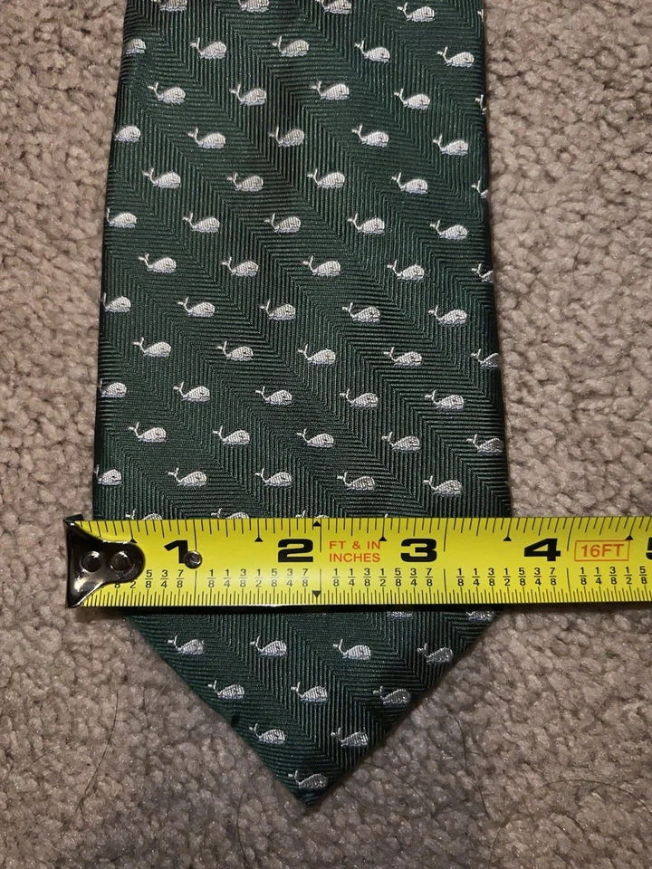 "Corbata Chaps verde ballena 100 % seda estampado náutico preppy clásica 3,75""" Foto 4 de 4