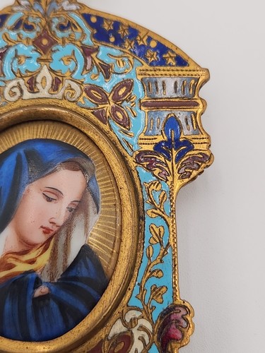 Antico Cloisonné smaltato francese Champleve Holy Benitez XIX secolo - Foto 12 di 24