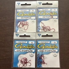 gamakatsu octopus hook size 6 red 10 hook per pack ( 4packs)