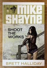 Shoot The Works by Brett Halliday - VG+ vintage 1965 Dell crime pb, McGinnis GGA