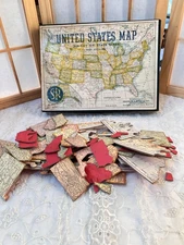 Vintage United States Map Puzzle Die Cut Selchow Righter 12"X20"