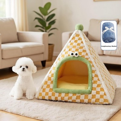Cat House Bed - Dog Cave Bed,Safety Warm House Pet Hut Winter Cozy Tent