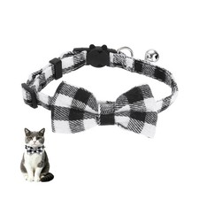 Cat Bow Tie Collar, Cute Pet Bow Tie with Bell, Black Plaid