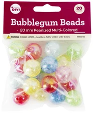 CousinDIY Bubblegum Bead 20mm 20/Pkg-Pearlized - 3 Pack