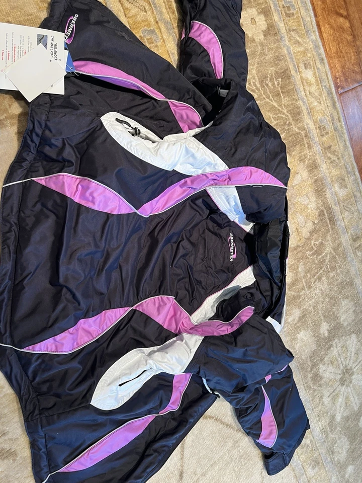 Chaqueta de esquí Obermeyer para niñas talla 12 - nueva con etiquetas - negra con lila y blanca Foto 4 de 4