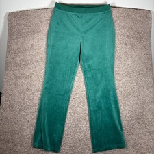 Juicy Couture Green Velour Rhinestone Logo Flare Track Pants Womens XL Y2K 7113