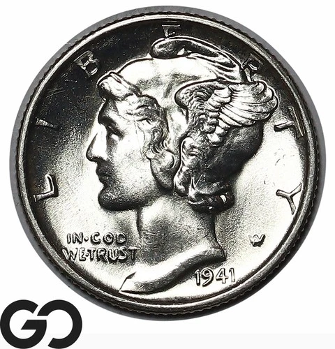 1941-S Mercury Dime, Strong Bands, Superb Gem BU++