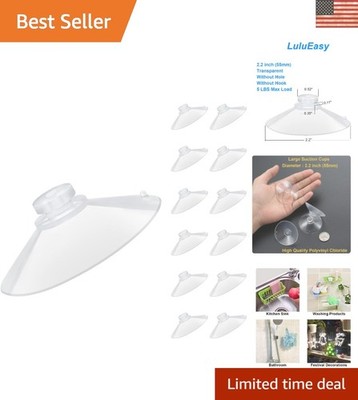 Durable 2.2  Clear Suction Cups - 12 Pack for Multi-Purpose Home and Kitchen Use