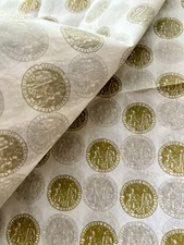 Vtg STRAWBRIDGE & CLOTHIER Dept Store Gold Medallion Logo 11 Sheet Tissue Paper