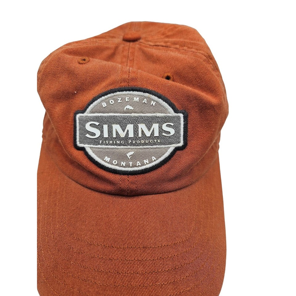 Simms Bozeman Montana Mens Strapback Baseball Hat Dark Orange Front Patch eBay