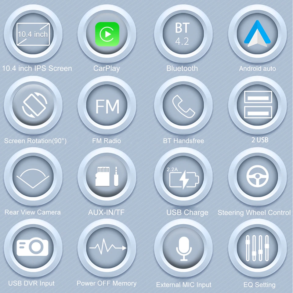 Single DIN 10.4" MIC&CAM Car Stereo Radio Wireless Apple CarPlay Head Unit BT FM - Image 3 of 4